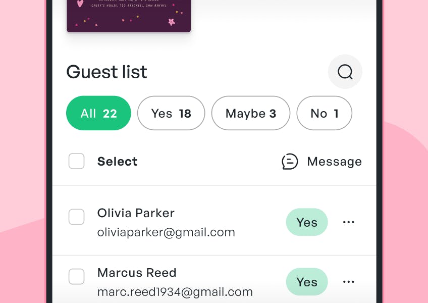 Guest list management dashboard